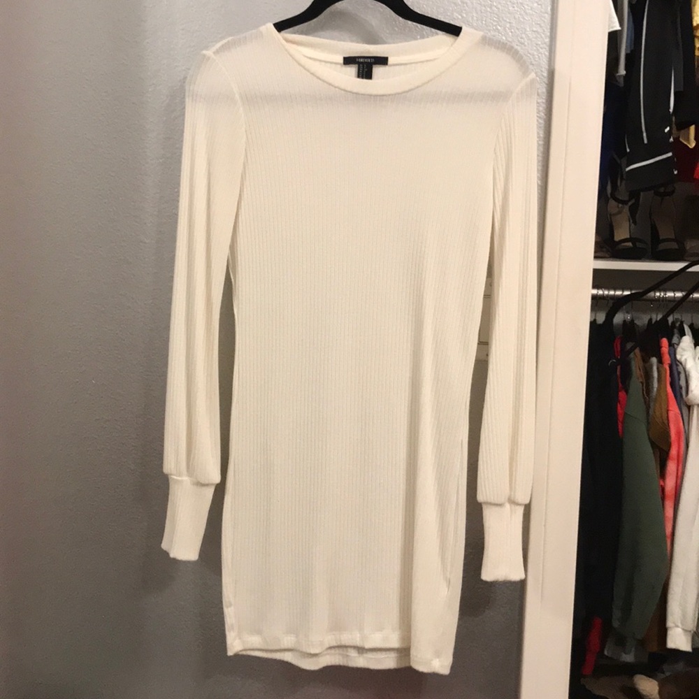 White tight long sleeve dress